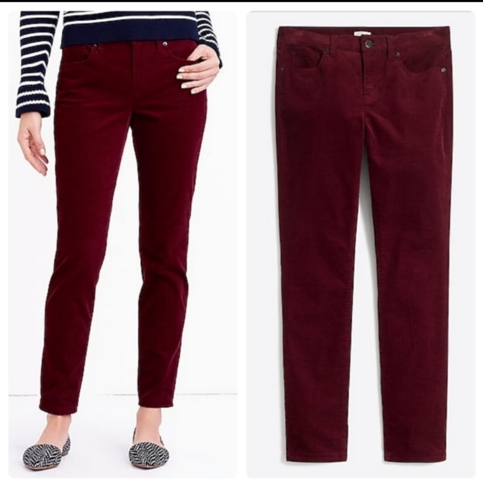 J. Crew Factory Wine Corduroy Ankle Pants